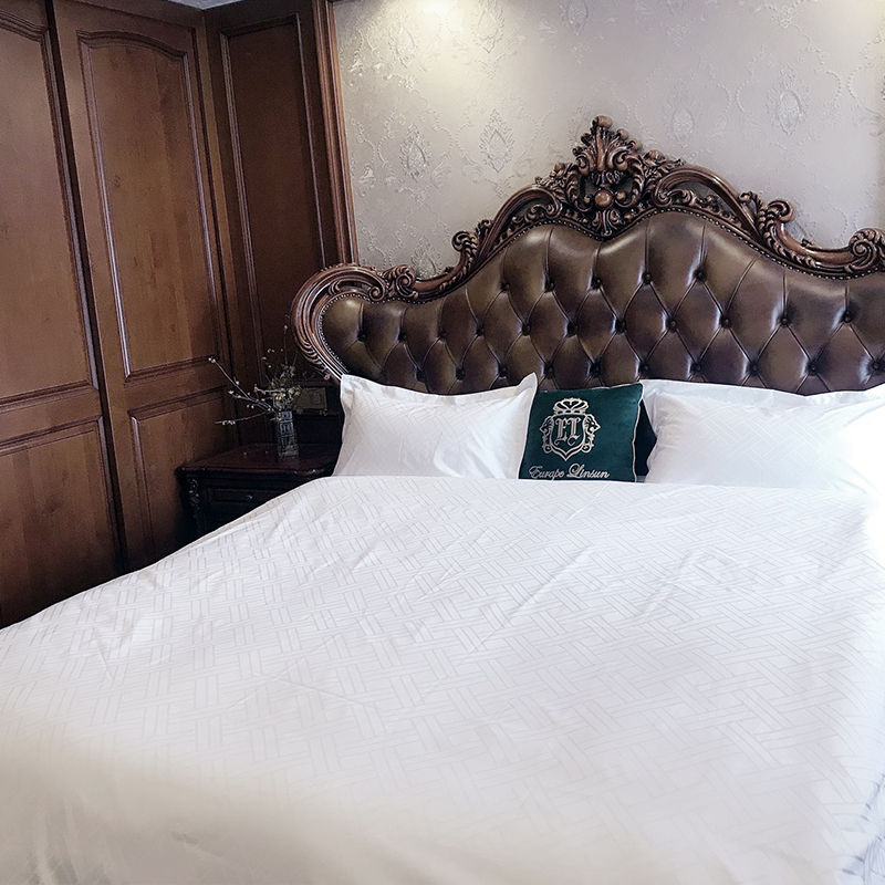 Snow White Pure Cotton 60s 330TC Sateen Jacquard Hotel Bedding ชุดเครื่องนอน