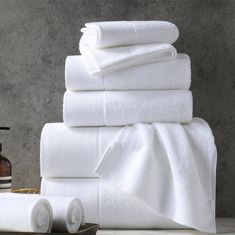 ทอผ้าเพชร Dobby Border Combed Cotton Plain Terry Hotel Set Set