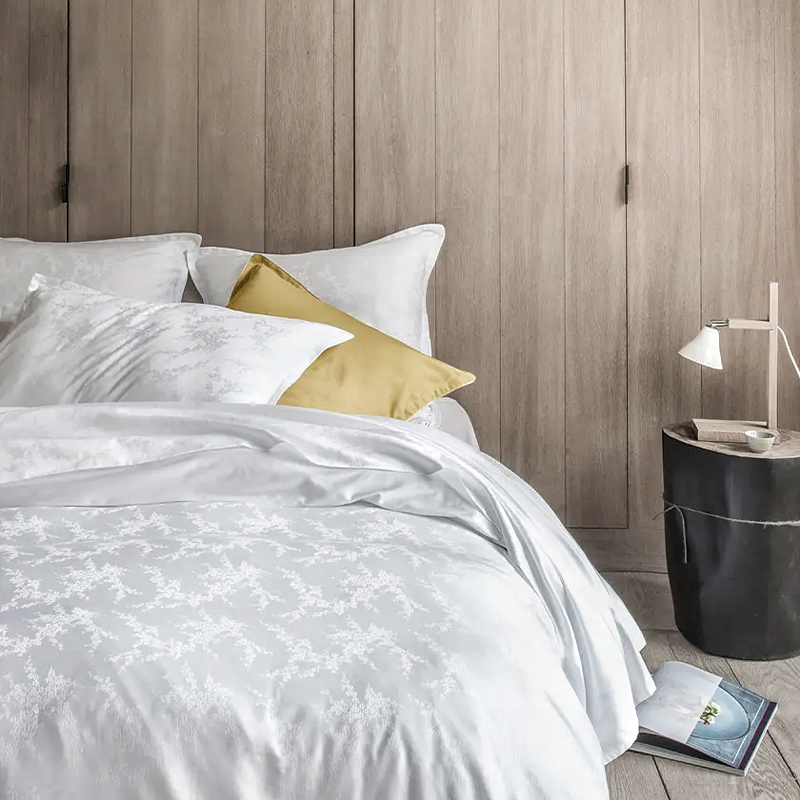 ผ้าฝ้ายบริสุทธิ์ 330TC Sateen Jacquard Hotel Hotel Cover และชุดผ้าปูที่นอน