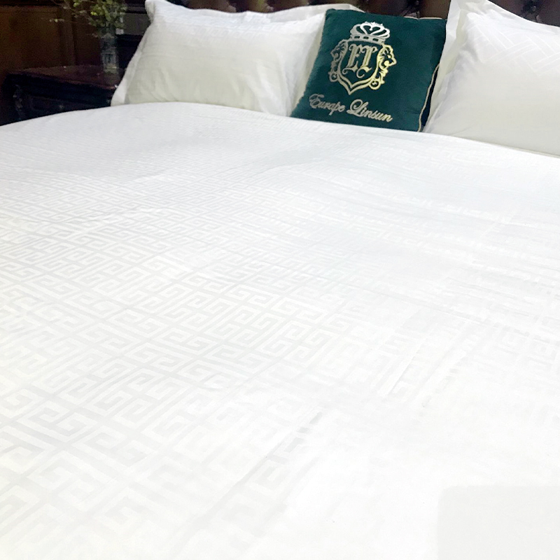 Combed Long Staple Cotton 80s Sateen Jacquard 400t ชุดเครื่องนอนโรงแรม