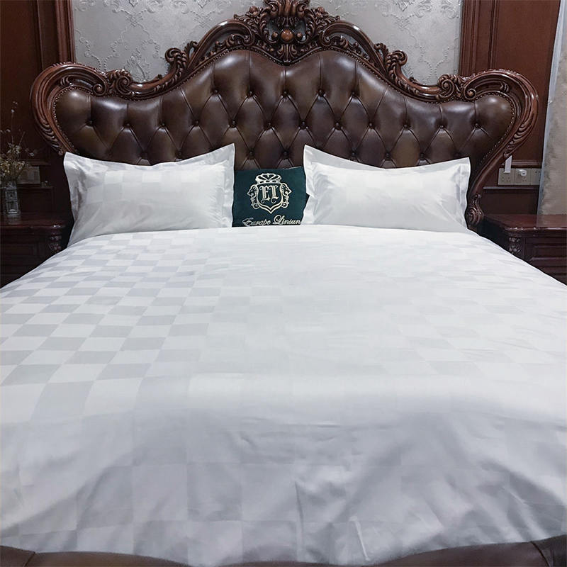 60s Combed Cotton Sateen Sateen Dobby ตรวจสอบชุดปกผ้านวมเตียงโรงแรม
