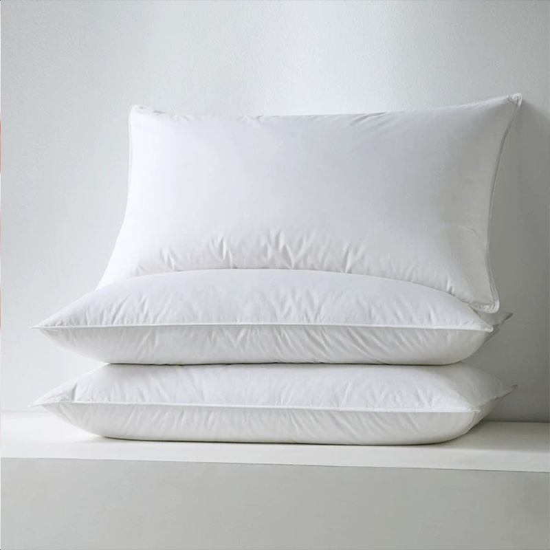 Cotton 233t Percale Shell 50% เป็ดสีขาวลงหมอนขนนกสำหรับโรงแรม