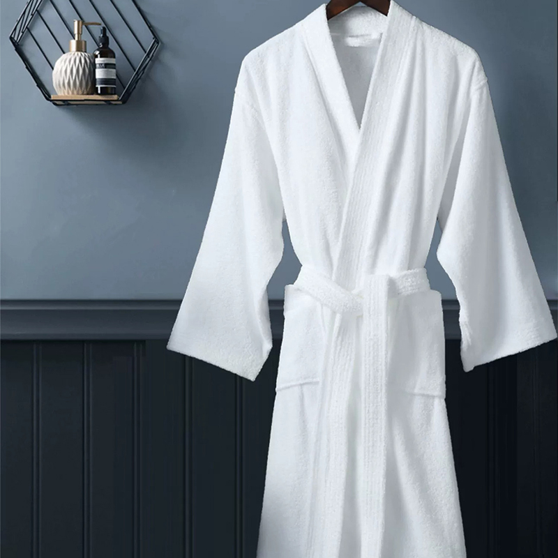 White Cotton 5 Star Hotel เทอร์รี่ผ้าคลุมศีรษะเสื้อคลุมอาบน้ำ