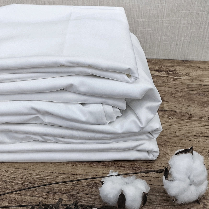 ผ้าฝ้ายบริสุทธิ์สีขาวบริสุทธิ์ T250 Sateen Plain Hotel Sheets