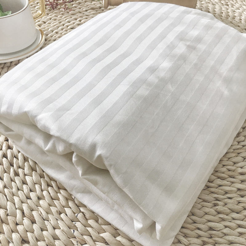 ผ้าฝ้ายสีขาว 60s เส้นด้าย 330 ด้ายนับ Sateen Stripe Hotel Sheets Fitted Wholesale